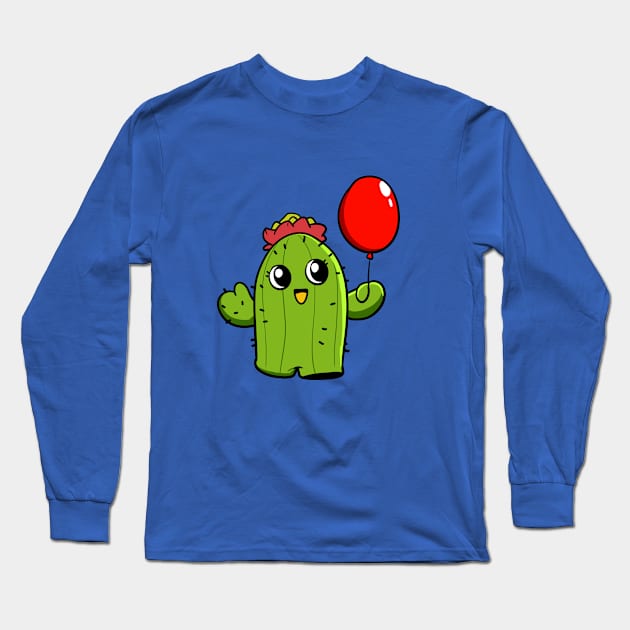 Cactus Balloon Long Sleeve T-Shirt by WildSloths